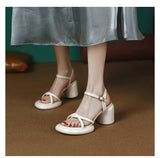 8cm Sandals Women Luxury Brand Summer New Style Chunky Heel Sandals Sexy Heels Women's Shoes Sandals For Women White