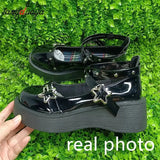 Lolita shoes Women heels platform mary janes Star Buckle Strap Mary Janes Women Cross-tied Girls Rivet Casual kawaii