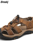 Men Summer Shoes Genuine Leather New Men Sandals Beach Fashion Slippers Outdoor Non-slip Casual Driving Shoes Big Size