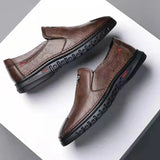 Autumn Brand Men's Casual Shoes Fashion Comfortable Leather Shoes for Men Soft Bottom Business Leather Slip-on Flat