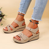 Summer New Retro Women's Sandals Car Line Hole Shoes Large Round Head Slope Heel