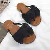 New Summer Fashion Elegant Women Slippers Flip Flops Bow Outdoor Sports Beach Comfortable Solid Color Sandals Women