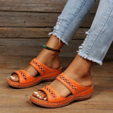 Women Wedge Sandals Premium Orthopedic Open Toe Slippers Vintage Anti-Slip Leather Casual Female Platform Retro Shoes