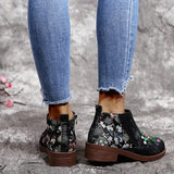 New Retro Women's Leather Shoes Fashion Women's Retro Low Heel Women's Zipper Women's Shoes Fashion Boots Zapatos De