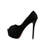 Cm Suede Super High Heels Fish Mouth Single Shoes Thin Heels Party Pumps Small Size Waterproof Platform Womens Shoes