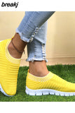 Stripe Knitted Socks Sneakers Women 2023 Spring Summer Slip on Flats Shoes Woman Plus Size Breathable Mesh Running
