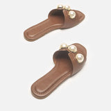 Size 34-41 2023 Za Pearl Womens Slippers Elegant Flats Sandals Woman Casual Flat Shoes Ladies Comfort Home