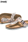 Summer Print Cork Slipper New Fashion Women Casual Beach Slip on Outside Non-slip Slides