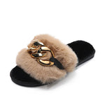 For Women Casual Outdoor Slippers Plush Shoes Fashion Flat-bottomed Rhinestone Plush Slippers Women Size 43 Flat