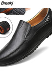 Brand Genuine Leather for Men Fashion Casual Shoes Slip on Loafers Breathable Black Driving Shoes Big Size Men