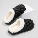 Women Winter Fur Warm Cotton Slippers Indoor Home Couple Funny Bubble Shoes Comfy Plush Non Slip House Slippers Woman Plus