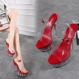 Wedding Shoes New Women 2023 High Night Club Sandals Crystal Bottom Waterproof Wedding Shoes Steel Tube Dancing