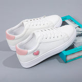 Heart Shoes Flat Running Shoes for Women Sports Lightweight Casual Breathable Shoes Women's Sneakers White Tennis