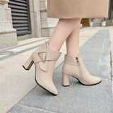 Spring/summer New Korean Version of High Heel Short Boots Female Thick Heel Pointed Fashion Short Ankle Boots