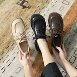 Women Genuine Leather Oxfords Shoes Hand-made Dress Classic Fashion Lace-up Block Wingtip For Ladies Girls New