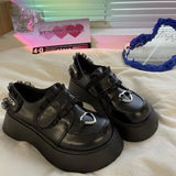 2022 platform shoes cute heart Lolita shoes thick heels Mary Jane shoes college girls Japanese JK uniform shoes women's