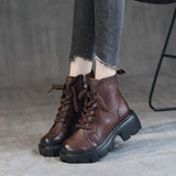 Chunky Footwear Platform Fur Short Shoes for Women Biker Female Ankle Boots Combat Punk Style Trend 2023 Spring