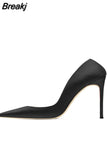 color plus size 45 46 stilettos pointed toe 8cm 10cm 12cm high heel customize daily wear concise women pump