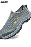 Men's casual shoes, mesh breathable sports shoes, outdoor beach anti-skid men's shoes, flat bottomed casual hiking
