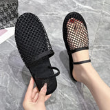 and The United States Hollow Mesh Small Weave Roman Sandals New Fashion All Round Head Flat Baotou Drag