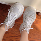 Spring Casual White Platform Shoes Women Luxury pu Leather Vulcanized Shoes Thick Bottom Female Barefoot Sneakers 2022