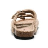 New Winter Plush Inside Women Slipper Casual Fashion Home Buckle Artificial Fur Slip on Soft Slides