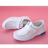 woman nurse flat shoes genuine leather Slip on Moccains ladies round toe white flat loafers women sneakers