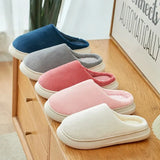 Thicken Warm Plush Home Slippers Women Thick Sole Solid Color Indoor Couple Cotton Shoes Soft Comfy Fuzzy Slippers