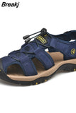 Men Summer Shoes Genuine Leather New Men Sandals Beach Fashion Slippers Outdoor Non-slip Casual Driving Shoes Big Size