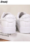 Fashion Embroider Breathble Vulcanized Shoes Women Sneakers Pu Leather Platform Shoes Women Lace Up Casual Shoes