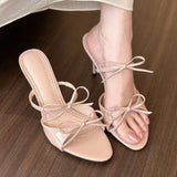 Breakj To Foul! Nude Color With Bows Cool Slippers Women Summer High