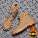 Winter Men's Boots High-Top Work Shoes Velvet All-match Snow Boot Men's British Short Boots Warm Men's Casual