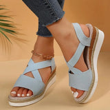 Summer Platform Wedge Sandals Women Plus Size 42 Elastic Strap Gladiator Sandals Woman Patchwork Thick Bottom