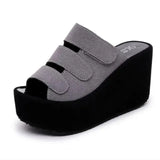 Summer New Sandals and Slippers Ladies Casual Flip Flops Wedge Sandals Thick Bottom Wedge Heel Solid Color