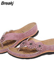 Appliques Slippers 2023 Summer Women Vintage Flip Flop Ladies Wedges Comfortable Shoes Female Sewing Slides Plus