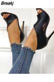 Women Summer Thin High Heels Buckle Peep Toe Gladiator Sandals Office Hollow Out Sandals Party Pumps Wedding Ladies