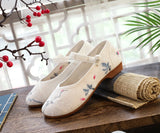 Breakj Cloth Shoes Women's Shoes Embroidered Shoes Low Heel One-Word Button Summer Women's Singles