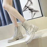 Leather Black Platform Boots for Women Heels Designer Shoes Woman Booties Ankle Boots Female Chunky Shoes Women 2023