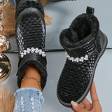 Decor Waterproof Snow Boots for Women 2023 Winter Warm Plush Ankle Booties Female Black Non Slip Cotton Padded Shoes