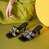 French Women's Sandals Women's 2024 New Summer Slippers High Heels To Wear Fashion Printed Flip-flops Soft