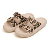 Soft Sole Pillow Slides for Women Summer 2023 Double Buckle Thick Platform Slippers Woman Flat Heels Non Slip Flip