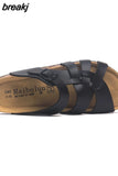 2023 New Fashion Summer Cork Slipper Women Casual Beach Non-slip Outside Cut-outs Slip on Slides