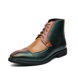 Leather Boots Men Ankle Boots Splicing Business Shoes Fashion Microfiber Leather Shoes Big Size