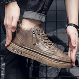 Boots Men Spring High Casual Shoes for Men Trend Zipper Walk Flats Winter Shoes Vulcanized Ankle Boots New