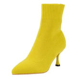 New Fashion Women's Ankle Boots Pointed High Heels Thin High Heels Soft Shoes Overboots Purple Black Red Comfortable