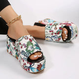Women's Summer Shoes 2023 Casual Thick Sole Wedge Slippers Flip-flops Outdoor Beach Fish Mouth Shoes Popular Print