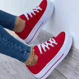 Women's Canvas Shoes 2022 Summer European and American New Thick-soled Lace-up Canvas Shoes Women's Low-top