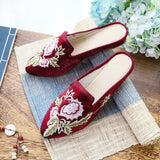 Breakj Head Slippers Fashion Embroidered Cloth Shoes Ethnic Wind Spring And Summer Ladies Sandals Slippers Cloth Art