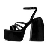 Top Quality Thick High Heels Women's Sandals Platform Brand Luxury Buckle Strap Dress Wedding Banquet Sexy Shoes