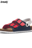 Fashion Double Buckle Cork Sandals 2023 New Women Summer Beach Casual Outside Non-slip Sandalias